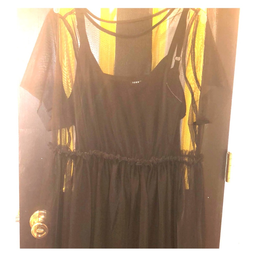 A Cas BLK mesh ss midi dress